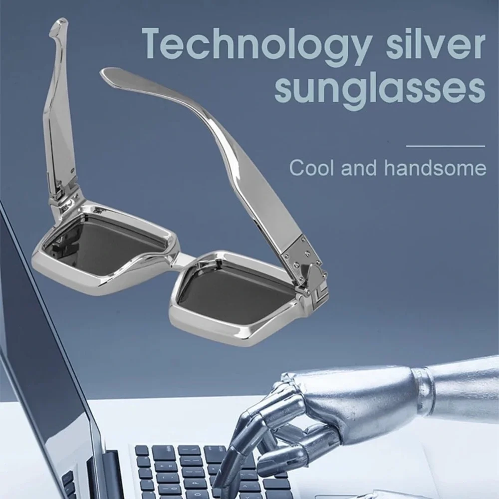 Metallic Enamel Gold Luxury Brand Designer Square Sunglasses Men